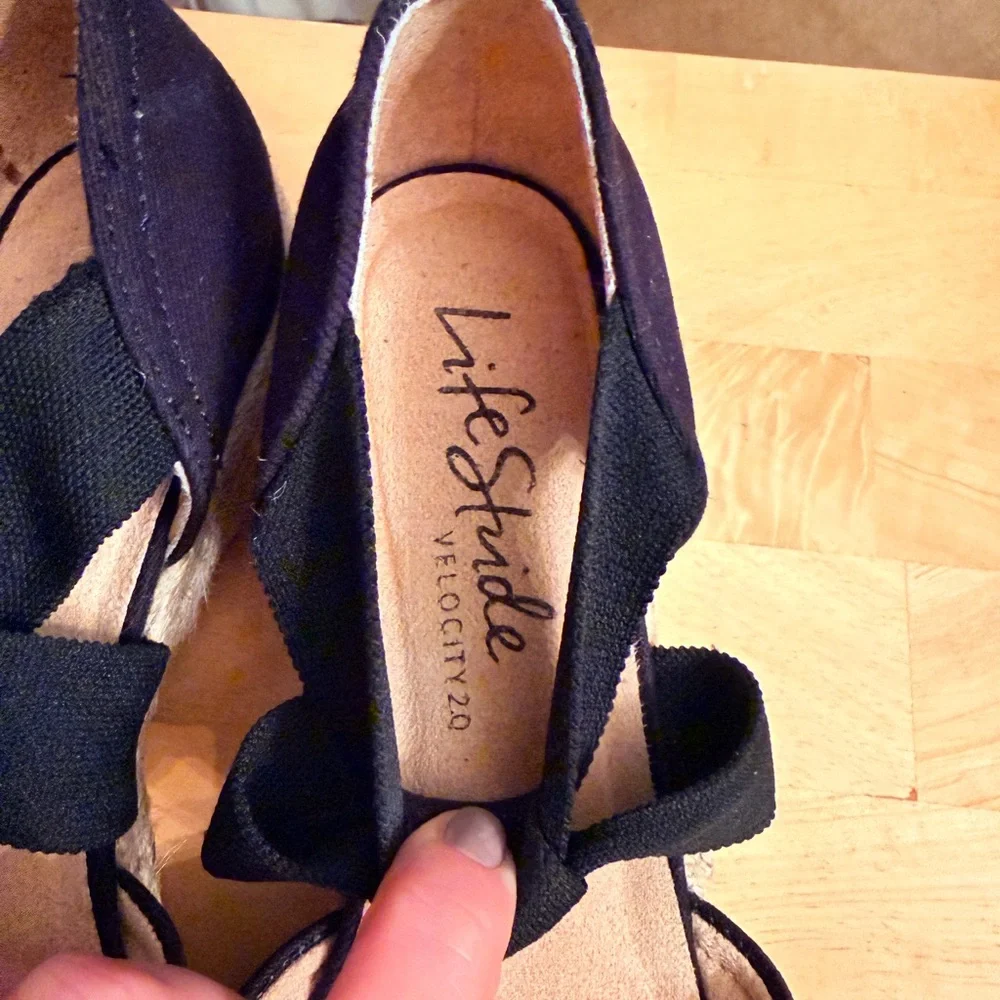 Black Espadrille Wedge Shoes